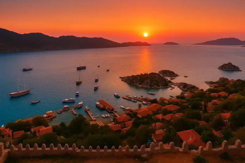 kekova tekne turu gün batımı manzara